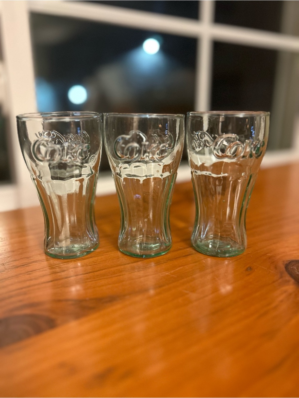 Coca Cola Embossed Curved Glass Set - Clear Green (Set of 3)